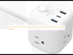 Three USB Ports 18W Max Smart Power Strips with AC Socket 125V10A 1250W