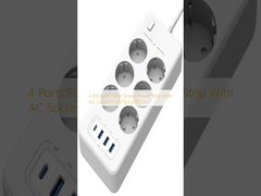 4 Ports PD 32W Smart Power Strip With AC Socket 250V16A 4000W