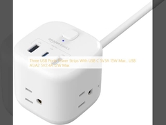Three USB Ports Power Strips With USB C 5V3A 15W Max , USB A1/A2 5V2.4A 12W Max